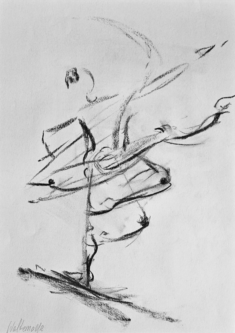 "Palucca III"
Chalk Cole on Paper, 59×42cm, 2022