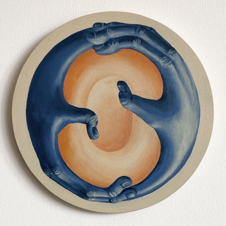 „Ens Hands“
Acryl on Canvas and Wood, 27×27cm, 2023