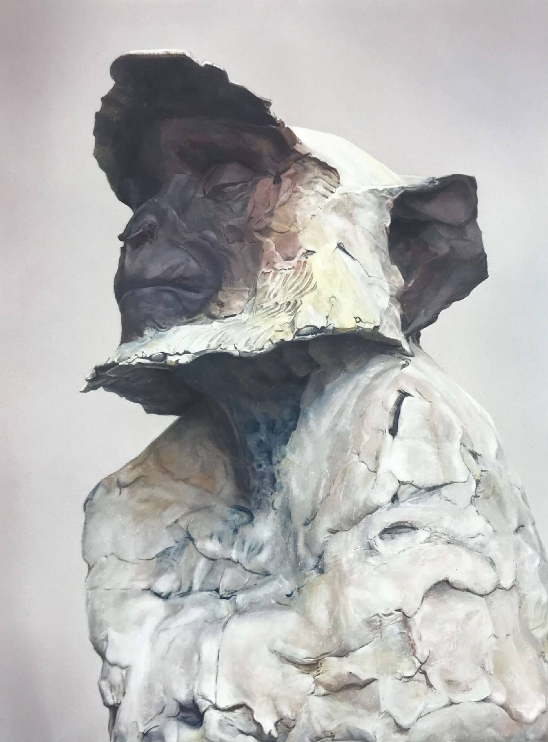 Sculpture Imitation Painting, Acryl on Cotton Nettle, 300×185cm, 2022
Reference: Bronze Sculpture „Sacred Langure“ by Nichola Theatston, 26×15×17cm, Edition of 15, 2022