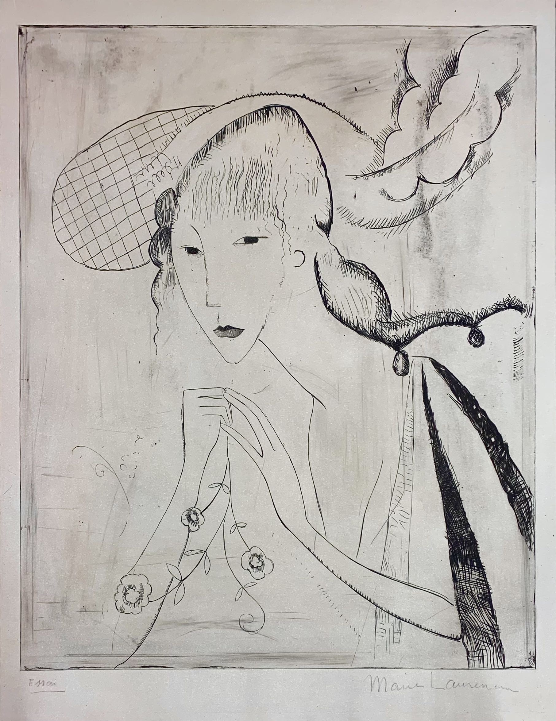 Graphic Imitation Painting, Acryl on Cotton Nettle, 300×180cm, 2024
Reference: „The Beautiful Scottish Girl (La Belle Ècossaise)“, Etching on Paper, 24.6×19.6cm, 1913