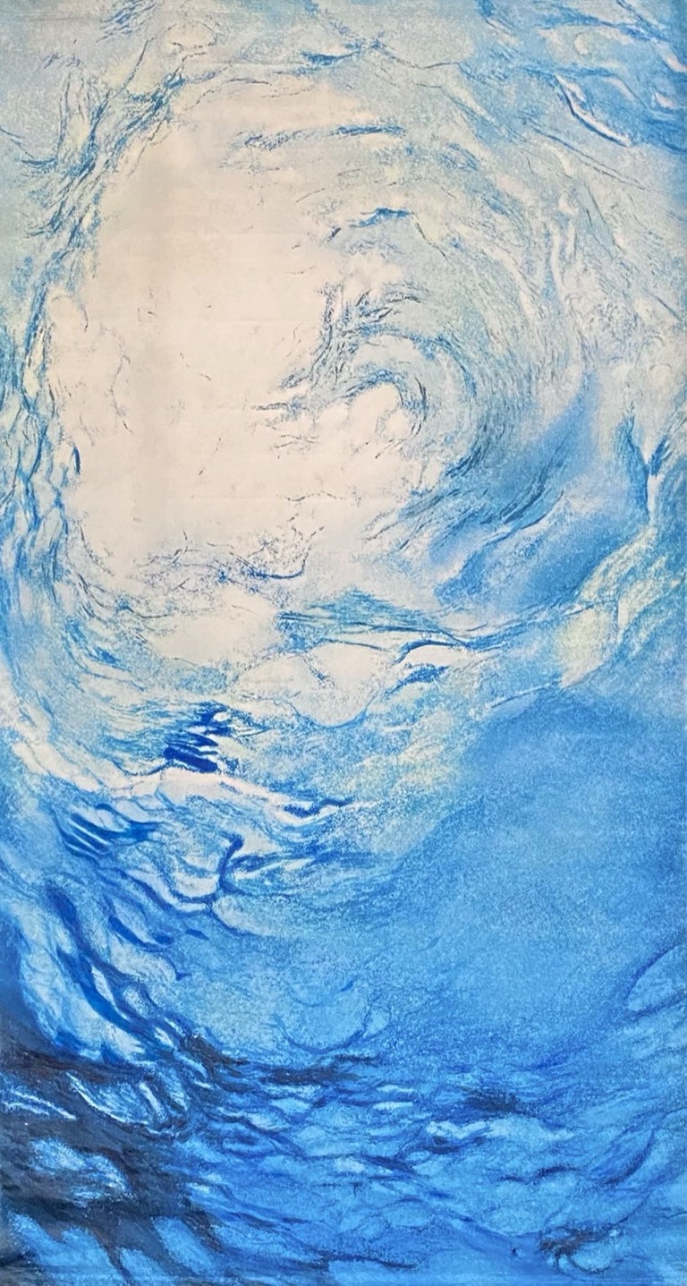 Translucent Painting Study (front light, neutral), HatoTex Colours on bleached cotton nettle, 300x160cm, 2025
