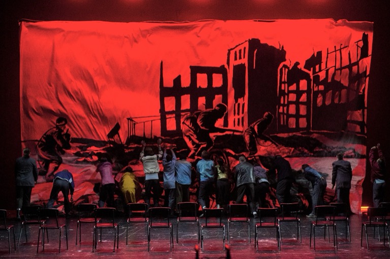 Stage design for "Die Weiße Rose" (Version 1967) by Udo Zimmermann at Staatsschauspiel Dresden, 2025